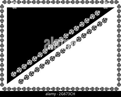 Rectangle border design concept of indian traditonal and cultural Rangoli or peacock floral art isolated on black and white background Stock Vector