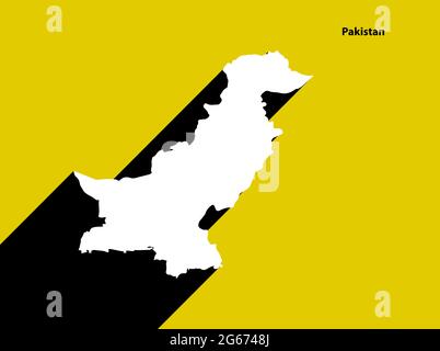 Pakistan Map on retro poster with long shadow. Vintage sign easy to edit, manipulate, resize or colourise. Stock Vector