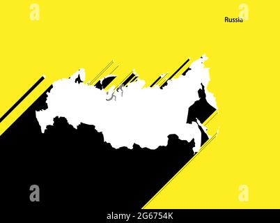 Russia Map on retro poster with long shadow. Vintage sign easy to edit, manipulate, resize or colourise. Stock Vector