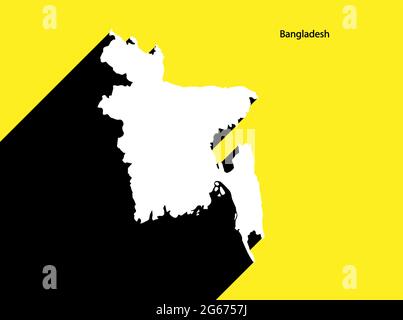 Bangladesh Map on retro poster with long shadow. Vintage sign easy to edit, manipulate, resize or colourise. Stock Vector