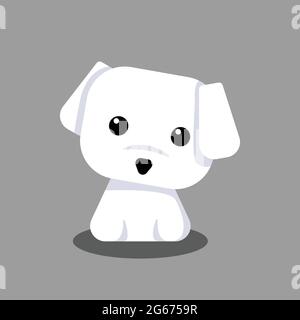 Cute Maltese White Puppy Cartoon Vector, for design, banner, logo Stock Vector