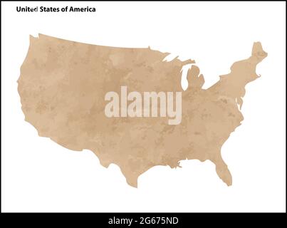 Old vintage paper textured map of USA or United States of America Country - Vector illustration Stock Vector