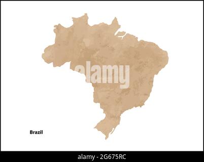 Old vintage paper textured map of Brazil Country - Vector illustration Stock Vector