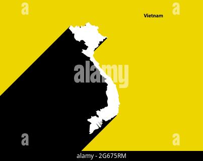 Vietnam Map on retro poster with long shadow. Vintage sign easy to edit, manipulate, resize or colourise. Stock Vector