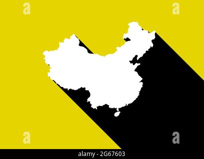 China Map on retro poster with long shadow. Vintage sign easy to edit, manipulate, resize or colourise. Stock Vector