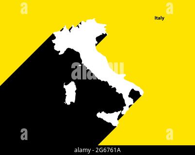 Italy Map on retro poster with long shadow. Vintage sign easy to edit, manipulate, resize or colourise. Stock Vector
