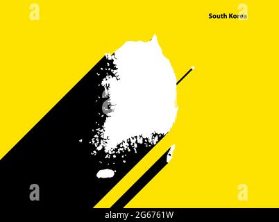 South Korea Map on retro poster with long shadow. Vintage sign easy to edit, manipulate, resize or colourise. Stock Vector