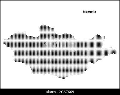 Vector halftone Dotted map of Mongolia country for your design, Travel Illustration concept. Stock Vector