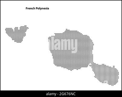 Vector halftone Dotted map of French Polynesia country for your design, Travel Illustration concept. Stock Vector