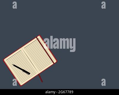 Business idea concept of Notebook with Pen placed on Gray background - vector illustration EPS 10 Stock Vector