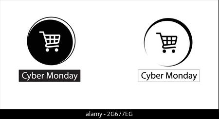 Cyber Monday Logo Concept - Vector Line Art illustration Stock Vector