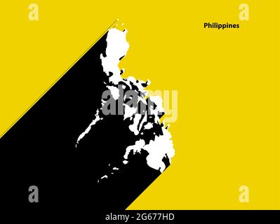 Philippines Map on retro poster with long shadow. Vintage sign easy to edit, manipulate, resize or colourise. Stock Vector