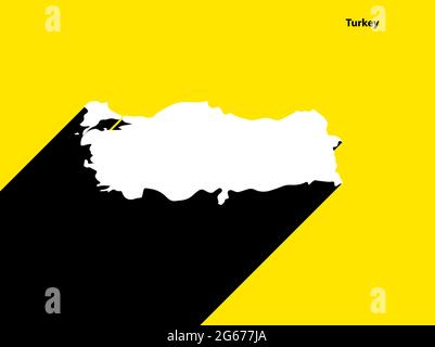 Turkey Map on retro poster with long shadow. Vintage sign easy to edit, manipulate, resize or colourise. Stock Vector