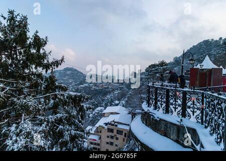 Latest views of Snowfall in Shimla Stock Photo