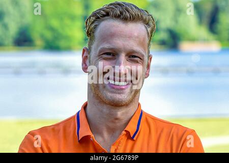 AMSTERDAM, NETHERLANDS - JULY 2: Ferry Weertman of The Netherlands poses for a photographer before the Amsterdam Swimmeet at Sloterparkbad on July 2, 2021 in Amsterdam, Netherlands (Photo by Kees-Jan van Overbeeke/Orange Pictures Stock Photo