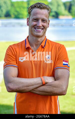 AMSTERDAM, NETHERLANDS - JULY 2: Ferry Weertman of The Netherlands poses for a photographer before the Amsterdam Swimmeet at Sloterparkbad on July 2, 2021 in Amsterdam, Netherlands (Photo by Kees-Jan van Overbeeke/Orange Pictures Stock Photo