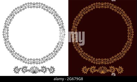 Floral round frame design concept isolated on white background - vector illustration Stock Vector