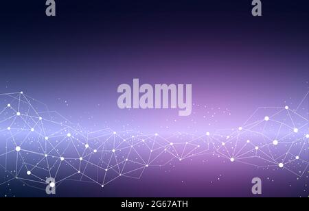 Vector illustration of abstract gradient background in purple and blue colors with dots and sparkles. Blurred purple backdrop for your banner, poster Stock Vector