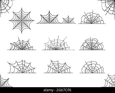 Vector illustration web set isolated on white background. Halloween decoration spider elements. Stock Vector