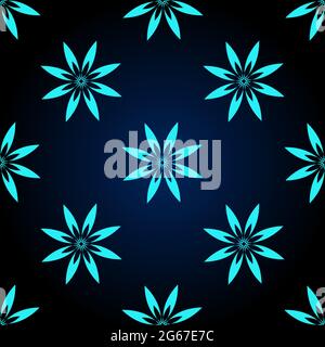 Simple flower isolated on dark blue background is in Seamless pattern for textile Stock Vector