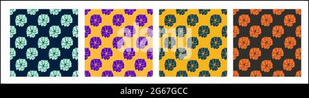 Set of Floral Seamless patterns isolated on different colours - vector illustrations Stock Vector