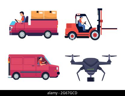 three logistic workers Stock Vector