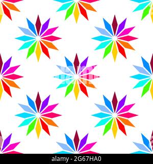 Seamless pattern concept of Diamond shaped Flowers with rainbow colours is in White background Stock Vector