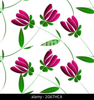 Abstract Floral design concept of indian folk art isolated on white background is in Seamless pattern Stock Vector