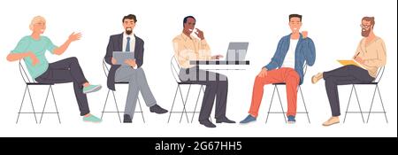 Young men working in office Stock Vector