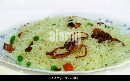 Closeup Image Of Kerala Style Vegetable Basmati Rice Biryani Stock Photo