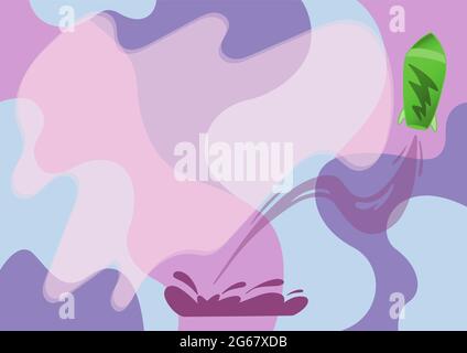 Spacecraft Drawing Launching From The Ground Towards Sky. Shuttle Booster Commencing Flight Presenting Business Start Up Thoughts And Designs. Stock Vector