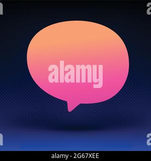 Colorful glossy speech bubble with reflection on dark blue background. Talk bubble, blank frame template, 3D Illustration. Banner design template, app Stock Vector