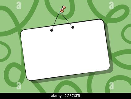 Pinned Hanging Door Sign Drawing With Empty Writing Space. Hanged Gate Warning Signage Drawing With Nothing Written. Stock Vector