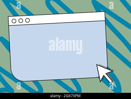 Colorful Web Page Browsing Drawing With Cursor Pointer Below. Empty Online Search Engine Drawing With Optical Mouse Indicator Under. Stock Vector