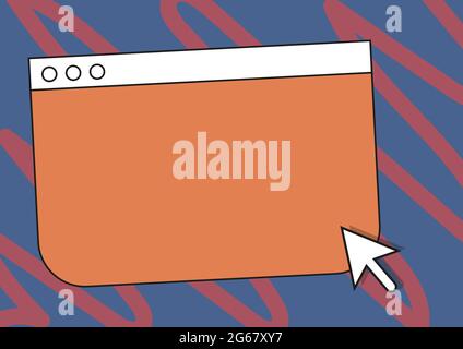 Colorful Web Page Browsing Drawing With Cursor Pointer Below. Empty Online Search Engine Drawing With Optical Mouse Indicator Under. Stock Vector