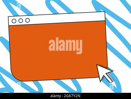 Colorful Web Page Browsing Drawing With Cursor Pointer Below. Empty Online Search Engine Drawing With Optical Mouse Indicator Under. Stock Vector