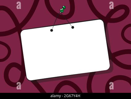 Pinned Hanging Door Sign Drawing With Empty Writing Space. Hanged Gate Warning Signage Drawing With Nothing Written. Stock Vector