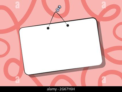 Pinned Hanging Door Sign Drawing With Empty Writing Space. Hanged Gate Warning Signage Drawing With Nothing Written. Stock Vector
