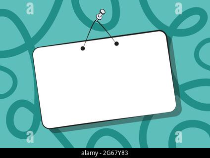 Pinned Hanging Door Sign Drawing With Empty Writing Space. Hanged Gate Warning Signage Drawing With Nothing Written. Stock Vector
