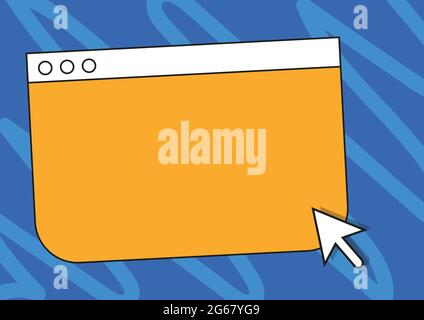Colorful Web Page Browsing Drawing With Cursor Pointer Below. Empty Online Search Engine Drawing With Optical Mouse Indicator Under. Stock Vector