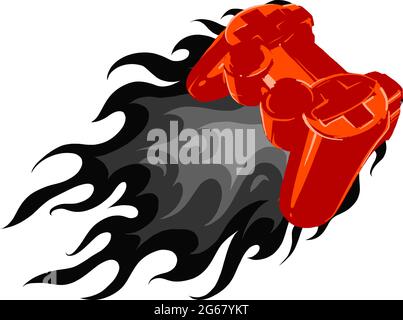 red joypad with flames for gaming vector illustration Stock Vector