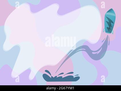 Spacecraft Drawing Launching From The Ground Towards Sky. Shuttle Booster Commencing Flight Presenting Business Start Up Thoughts And Designs. Stock Vector