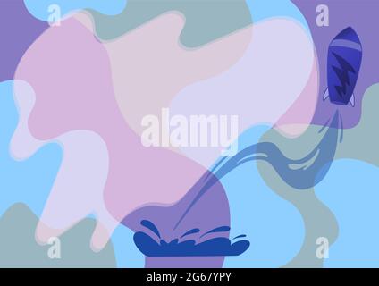 Spacecraft Drawing Launching From The Ground Towards Sky. Shuttle Booster Commencing Flight Presenting Business Start Up Thoughts And Designs. Stock Vector