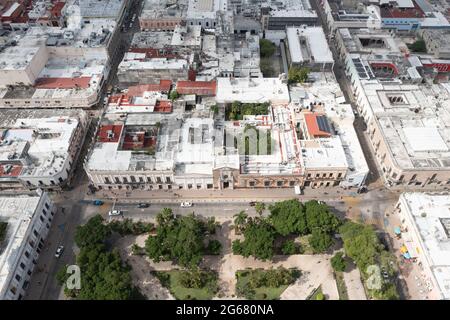 Merida, Mexico - May 25, 2021: Montejo House of National heritage of Merida, Yucatan, Mexico. The Montejo house was built between 1542-1549 by the con Stock Photo