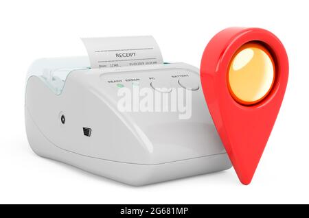 3D printer with map pointer, 3D rendering isolated on white background ...