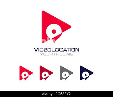 Play music location pin logo fully vector Stock Vector