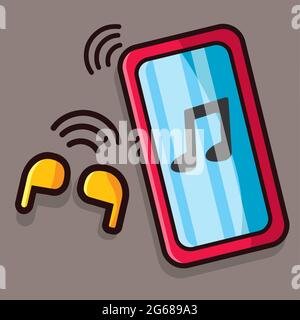 earbuds wireless concept vector illustration in flat style Stock Vector