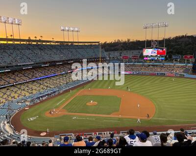 Night game under way at the Dodger Stadium in Los Angeles Stock Photo -  Alamy