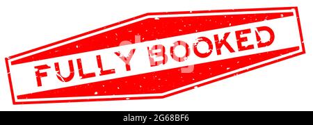 Grunge red fully booked word hexagon rubber seal stamp on white background Stock Vector