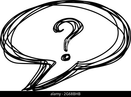 Black color line drawing in question mark with speech bubble shape on white board background Stock Vector